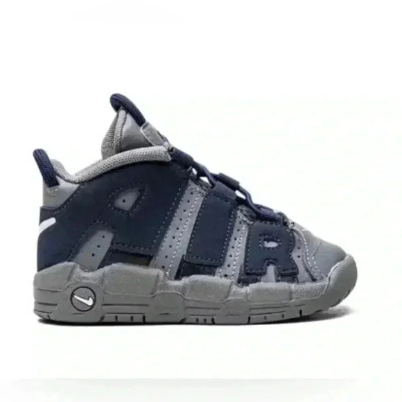 NIKE AIR MORE UPTEMPO (PS) COOL GREY-MIDNIGHT NAVY BLUE-WHITE  [DM3318-009] - Picture 3 of 14